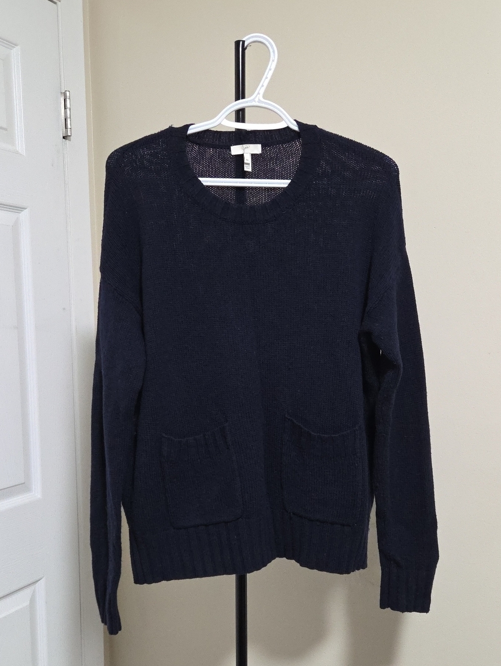 Joie Navy Crewneck Sweater with Front Pockets